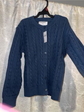 Old Navy Navy Cable Knit Button-Up Cardigan